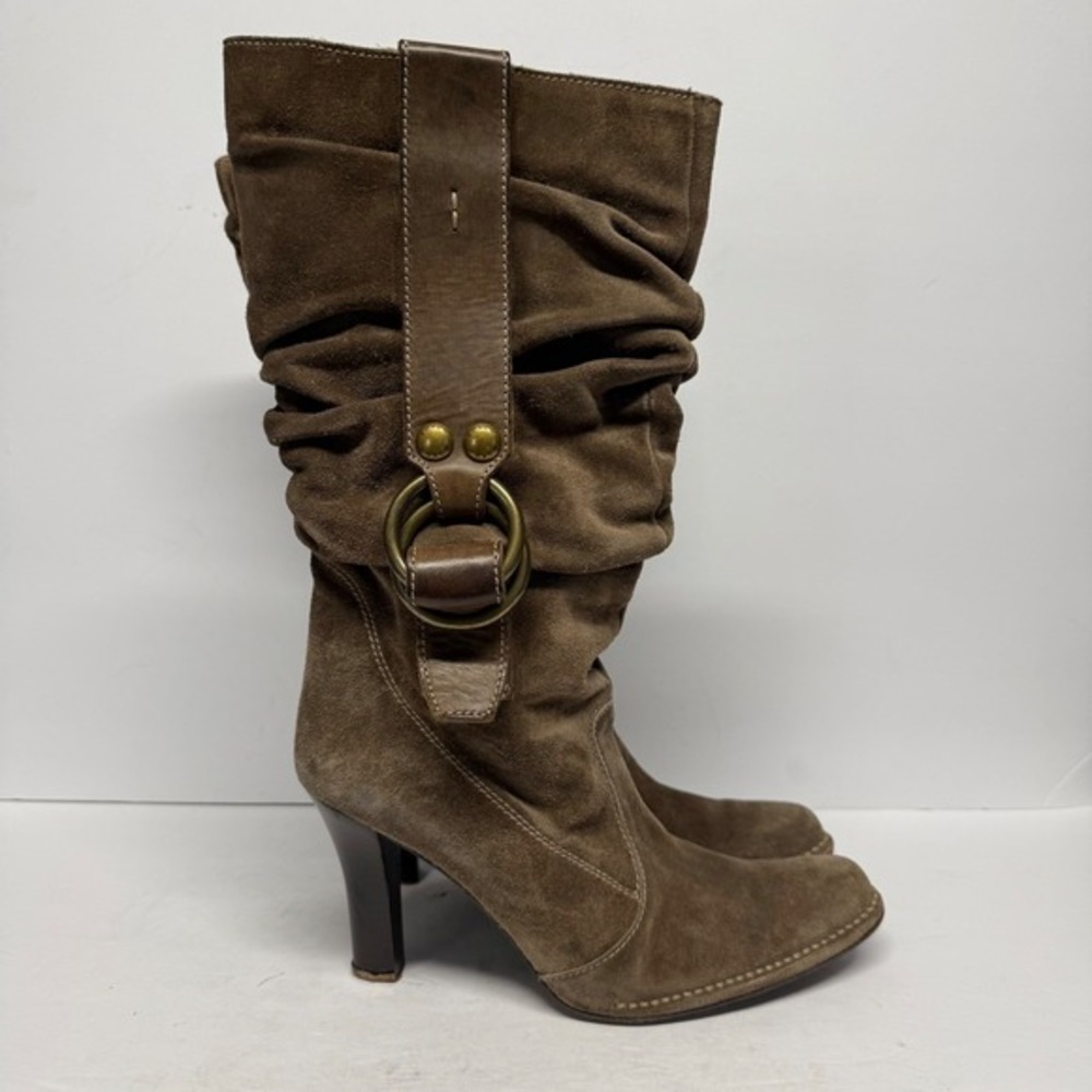 Coach Brown Suede Slouchy Mid-Calf Boots Mid-Calf Heeled Boots Size 8.5